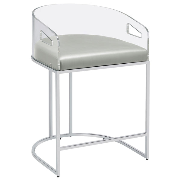 Thermosolis Acrylic Back Counter Height Stools Grey and Chrome (Set of 2) image