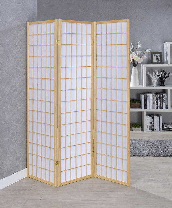 Carrie 3-panel Folding Screen Natural and White