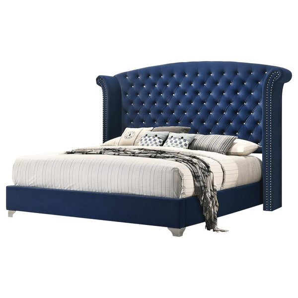 Melody Queen Wingback Upholstered Bed Pacific Blue image