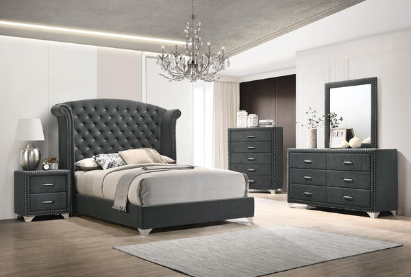 Melody 4-piece California King Tufted Upholstered Bedroom Set Grey image