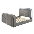 Queen Bed w/Led, TV Stand, Fireplace & Bluetooth
