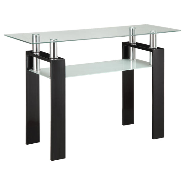 Dyer Tempered Glass Sofa Table with Shelf Black image
