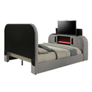 Queen Bed w/Led, TV Stand, Fireplace & Bluetooth