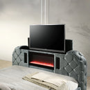 Queen Bed w/LED, Fireplace & TV Stand