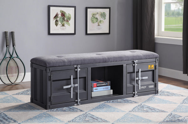 Cargo Gray Fabric & Gunmetal Bench (Storage) image