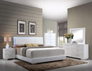 Lorimar White PU & Chrome Leg Queen Bed