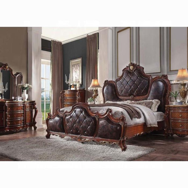 Picardy PU & Cherry Oak Eastern King Bed