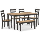 Gesthaven Dining Table with 4 Chairs and Bench (Set of 6)