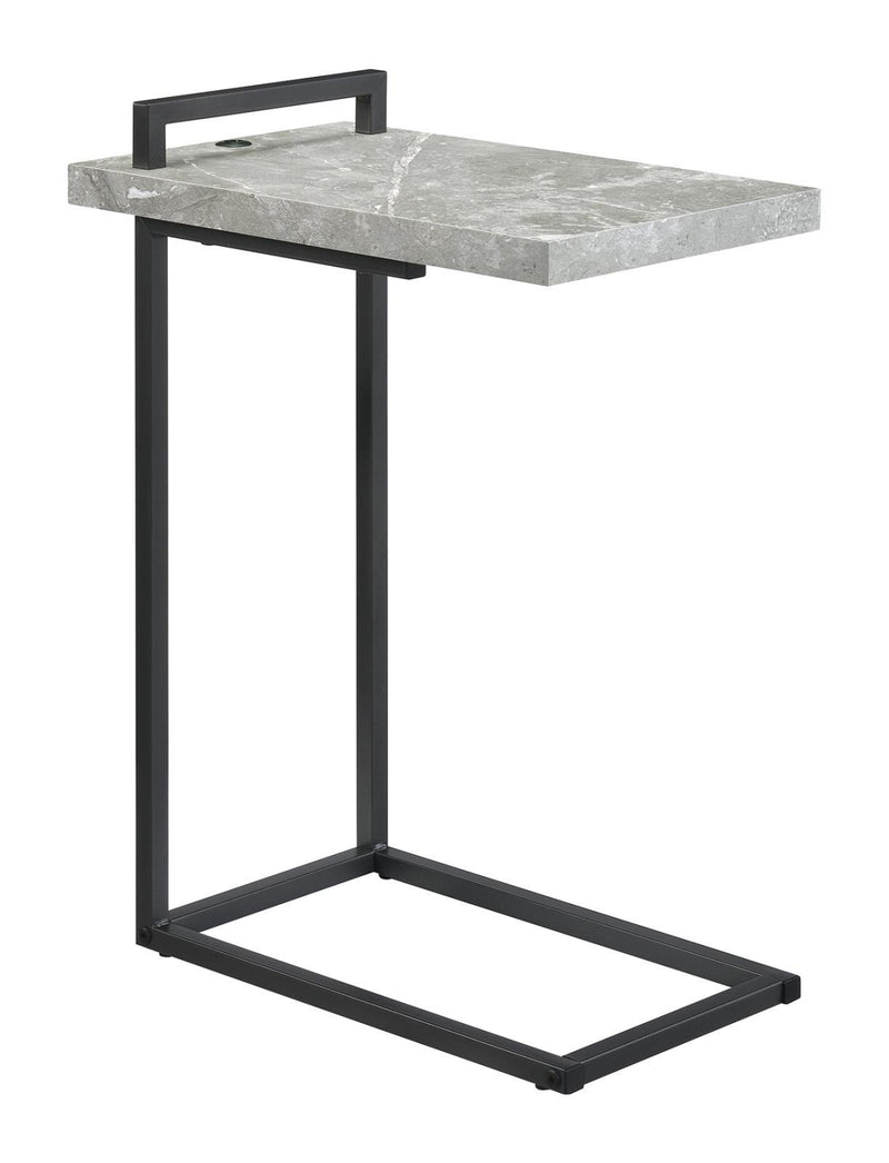 Maxwell C-shaped Accent Table Cement and Gunmetal