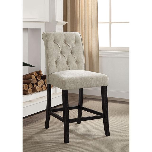 Izzy Beige/Antique Black Counter Ht. Chair, Ivory (2/CTN)