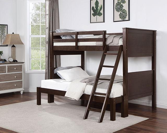 STAMOS Twin/Full Bunk Bed, Walnut