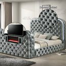 Eastern King Bed w/LED, Fireplace & TV Stand