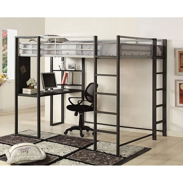 Sherman Silver/Gun Metal Full & Queen Bed w/ Workstation