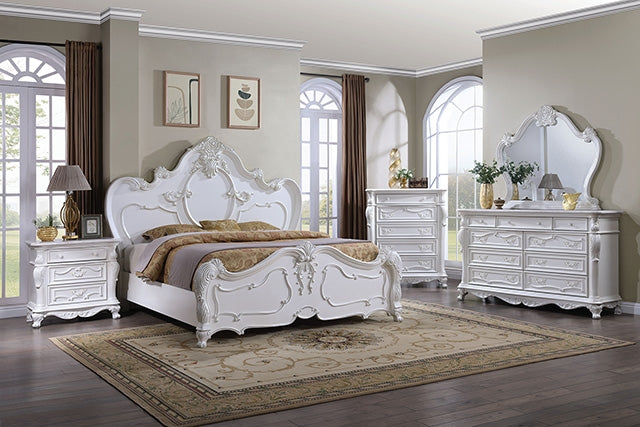 Roselli E.King & Queen Bed White & Chrome